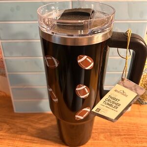 Football Pattern Black Tumbler